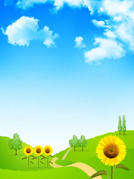 Sunflower sky background — Stock Vector