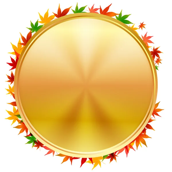 Autumn leaves maple medal — Stock Vector