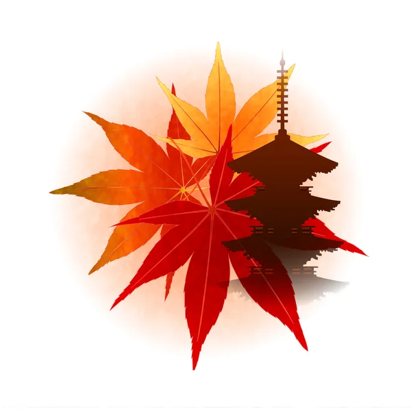 Folhas de outono de bordo Kyoto —  Vetores de Stock