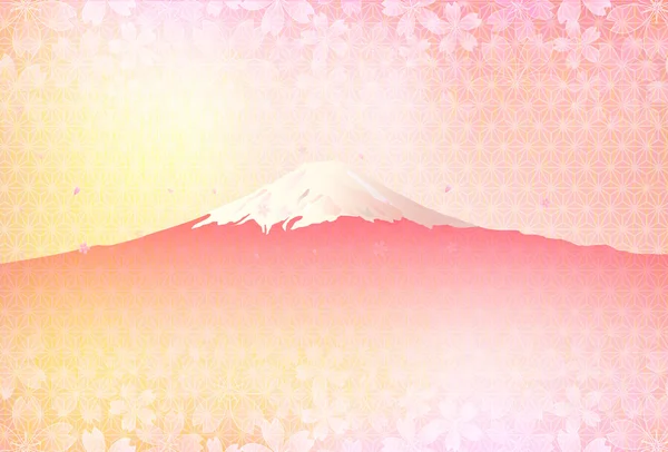 Fuji cherry tree New Year's card — Stock Vector