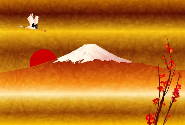 Fuji sunrise cartes de voeux — Image vectorielle