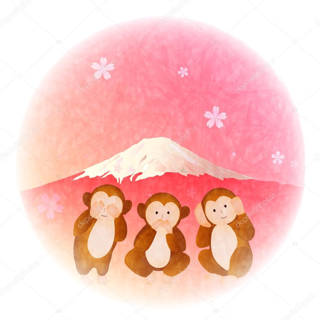 猿の三猿富士山 ストックベクター C Jboy24