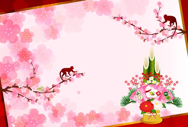 Monkey greeting cards background — Stock Vector