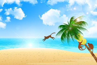 Maymun fırça karakter tebrik kartları