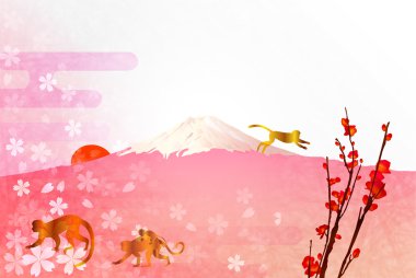 Fuji yılbaşı kartı maymun