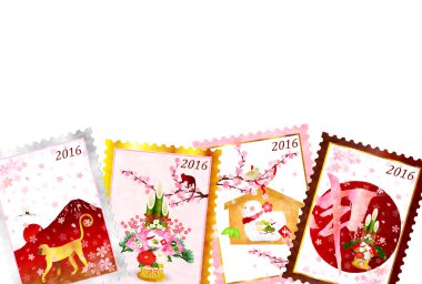 Damga yılbaşı kartı maymun