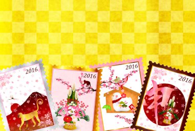 Damga yılbaşı kartı maymun