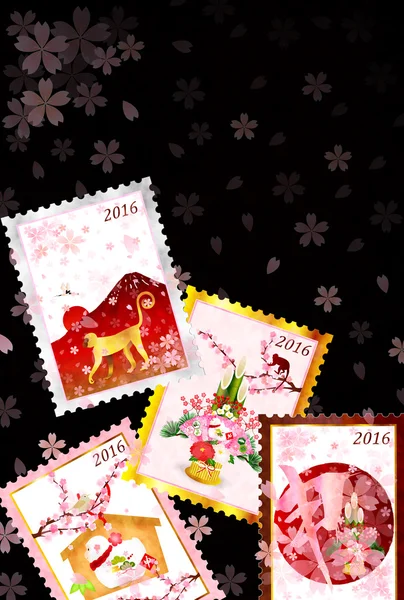 Damga yılbaşı kartı maymun