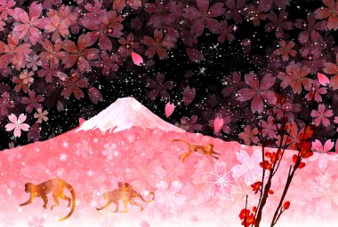 Fuji yılbaşı kartı maymun