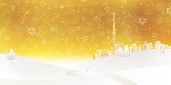 Schnee Tokyo Hintergrund — Stockvektor