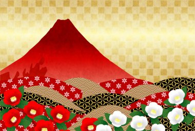 Fuji Kamelya japonica Japon Şablonu Nişan Arkaplanı