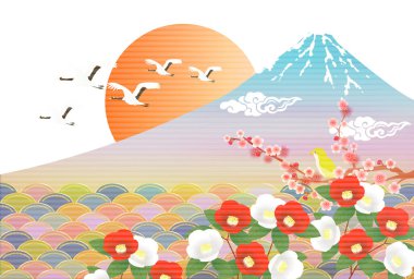 Fuji Kamelya japonica Japon Şablonu Nişan Arkaplanı