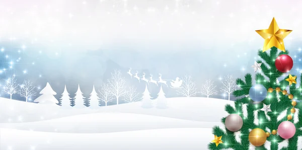 Fir kerstboom Santa — Stockvector