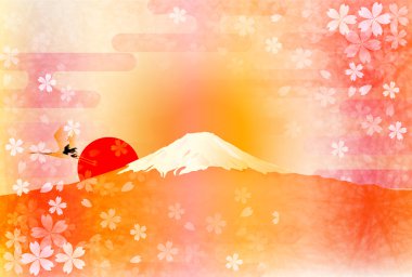 Fuji kiraz ağacı yılbaşı kartı