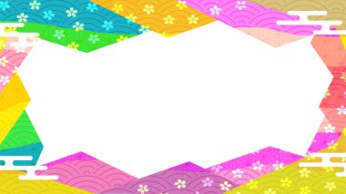 kiraz çiçeği çerçeve renkli desen arkaplanı