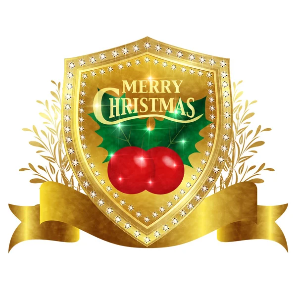 Emblema de Navidad Holly Laurel — Archivo Imágenes Vectoriales