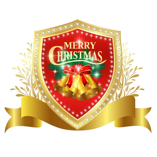 Campanas de Navidad Laurel emblema — Vector de stock