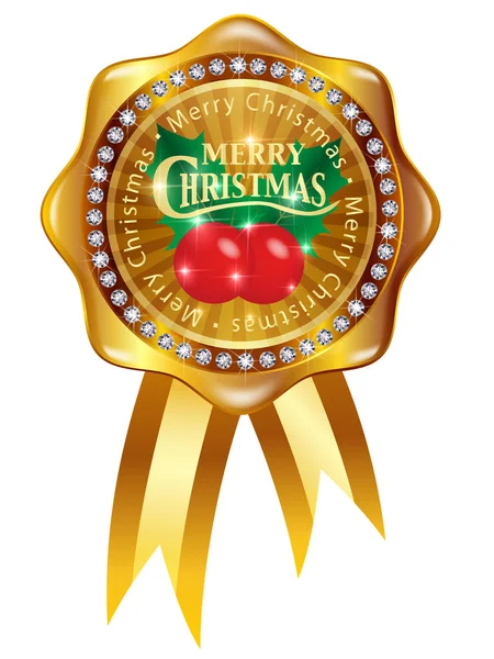 Kerstmis holly lint medaille — Stockvector