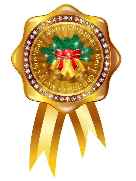 Kerst bells lint medaille — Stockvector