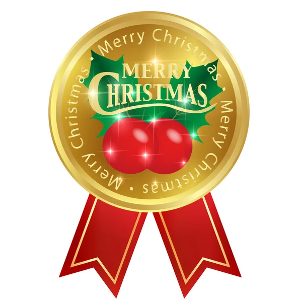 Christmas holly medal frame — Stock Vector