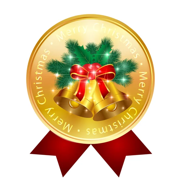 Bell fir kerstbomen medaille — Stockvector