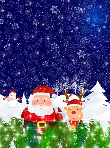 圣诞圣诞老人雪背景 — 图库矢量图片