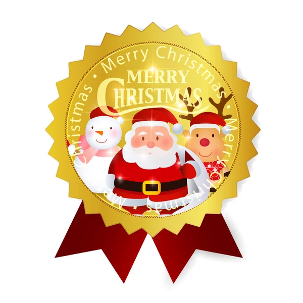 Icono de medalla de Navidad Santa — Vector de stock