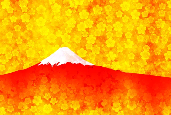 Fuji pflaume neujahr karte hintergrund — Stockvektor