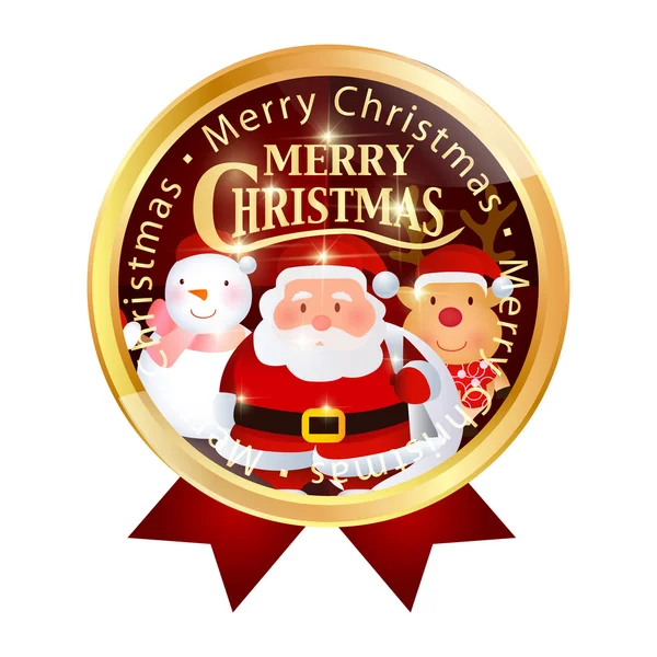 Christmas Santa rendieren medaille — Stockvector