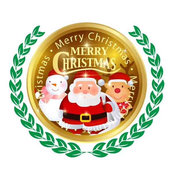 Christmas Santa rendieren medaille — Stockvector