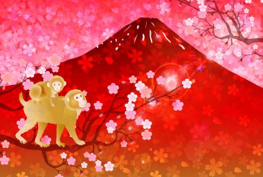 Maymun Fuji Erik tebrik kartları