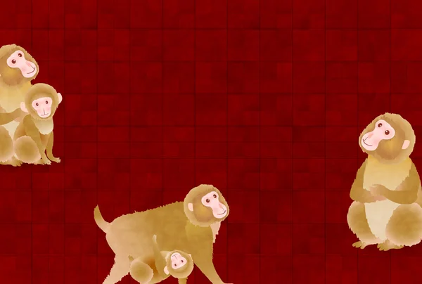 Affe niedlich Neujahrskarte Hintergrund — Stockvektor