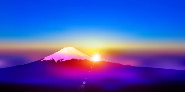Fuji sunrise landscape background — Stock Vector