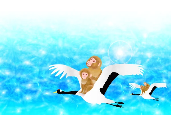 Μαϊμού θάλασσα Πρωτοχρονιάτικη κάρτα φόντο — Διανυσματικό Αρχείο