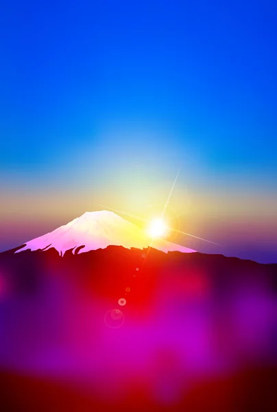 Fuji auringonnousu maisema tausta — vektorikuva