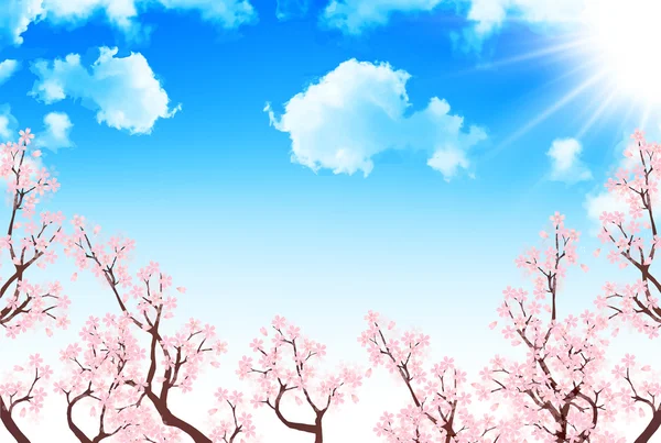 春の空桜背景 — ストックベクタ