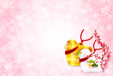 Maymun tebrik kartları kiraz arka plan