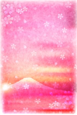 Fuji kiraz ağacı yılbaşı kartı arka plan