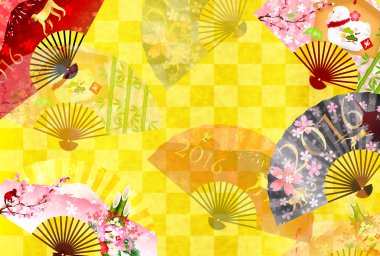 Fuji yılbaşı kartı arka plan maymun