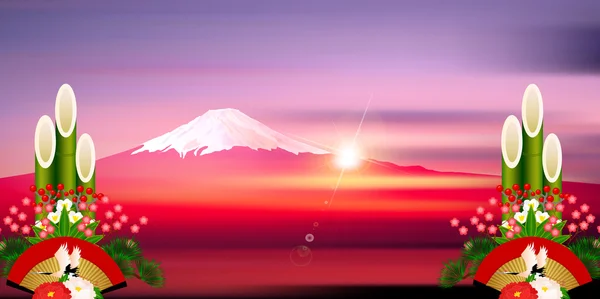 Fondo de Año Nuevo Fuji Sunrise — Archivo Imágenes Vectoriales