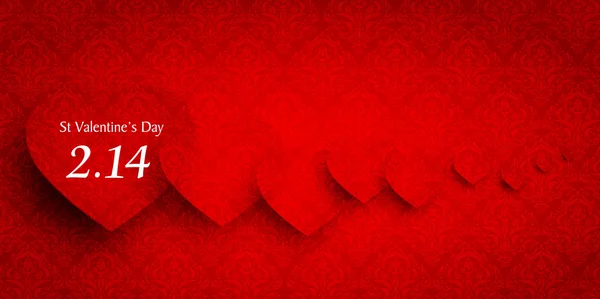 Valentine Coração fundo vermelho — Vetor de Stock