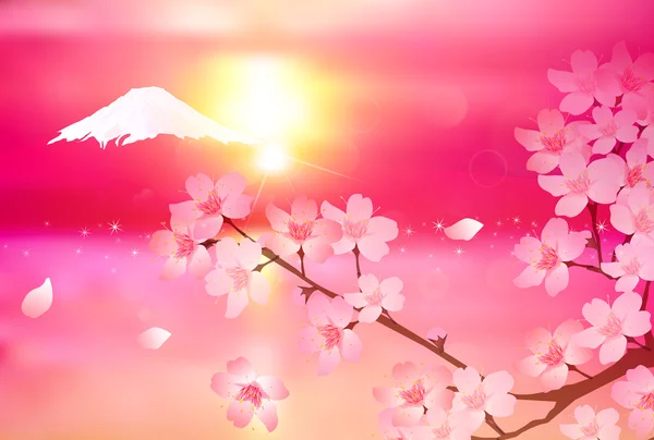 Fondo de cerezo de primavera Fuji — Vector de stock