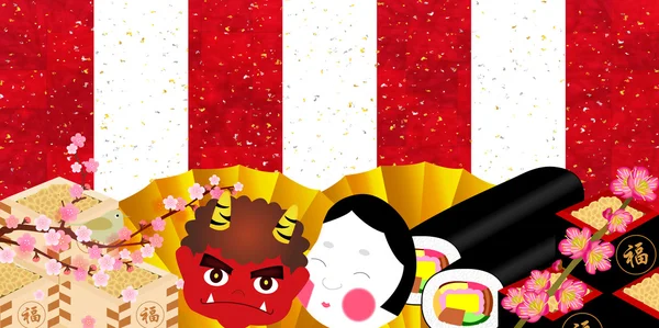 Setsubun bonen demon achtergrond — Stockvector