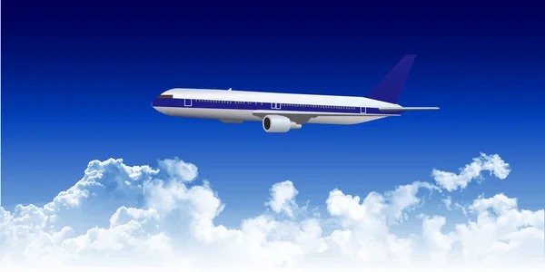 Avión jet cielo fondo — Vector de stock