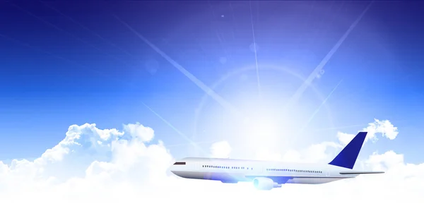 Proudové letadlo sky pozadí — Stockový vektor
