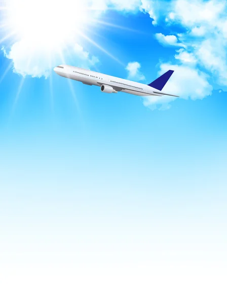 Avión jet cielo fondo — Vector de stock