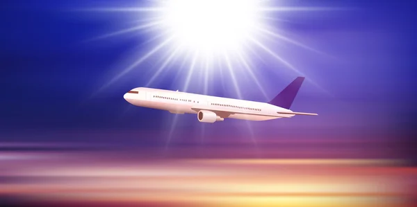 Airplane jet sky background — Stock Vector