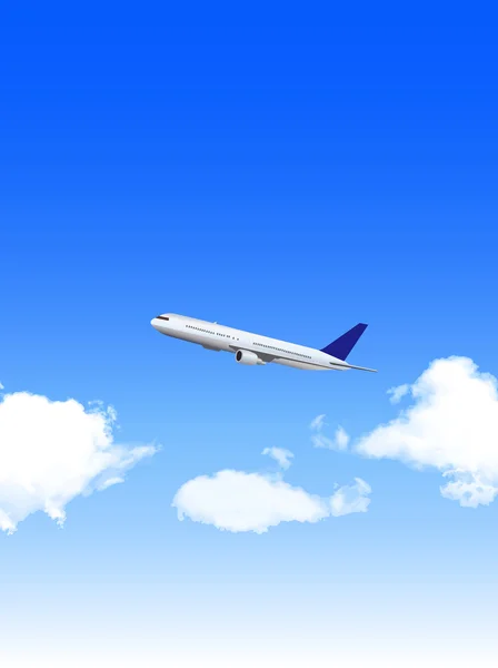 Avión jet cielo fondo — Vector de stock