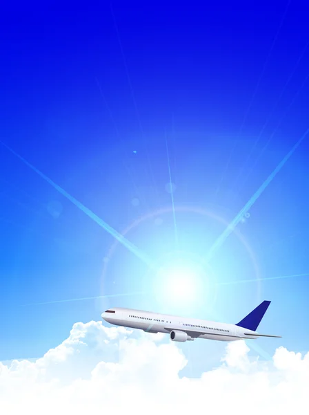 Samolot odrzutowy na tle nieba — Wektor stockowy