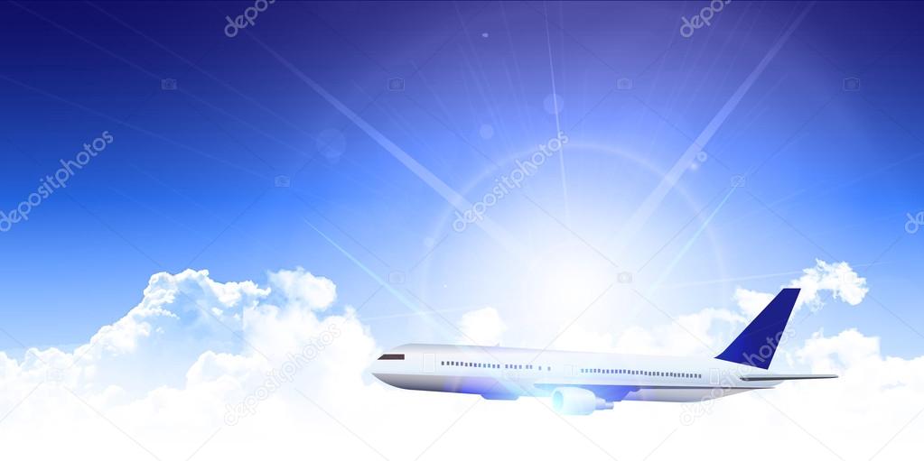 Airplane jet sky background